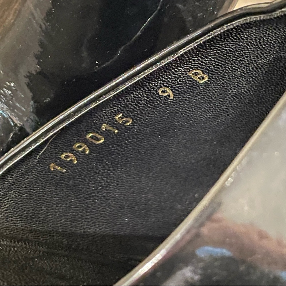 Gucci Patent Leather Peep Toe Stiletto Sandals - Picture 13 of 16